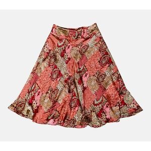 SUNNY LEIGH 100% Silk Chiffon Flared Skirt Lined Multicolor Sz 12‎